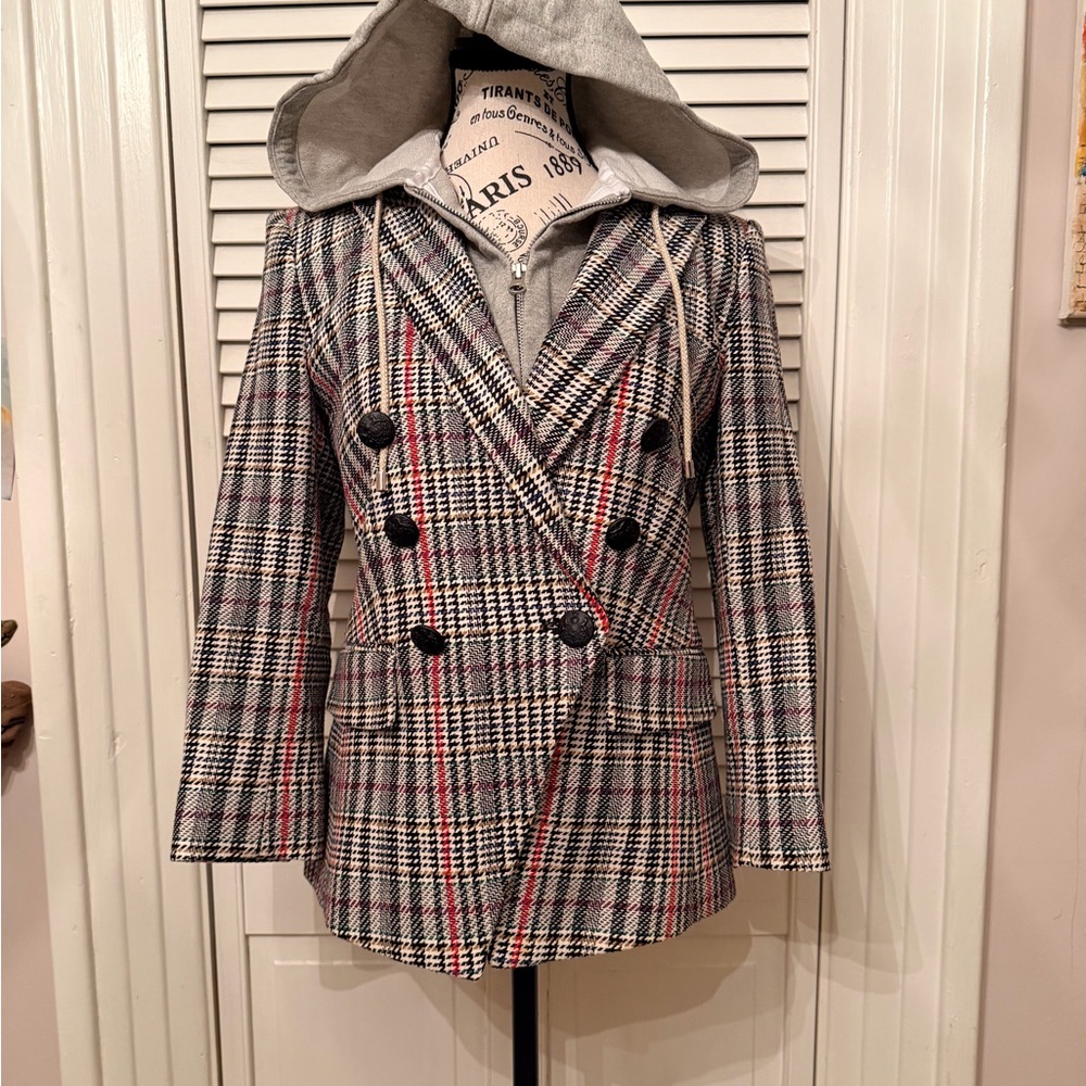 Veronica Beard Plaid Dickey Blazer and Removable Dickey